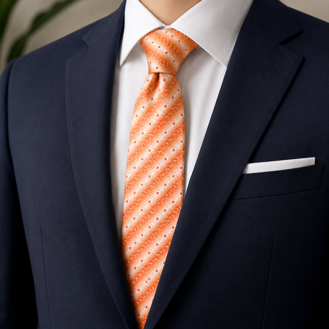 Writershub Orange Striped Pattern Necktie - 100% Polyester, 71cm