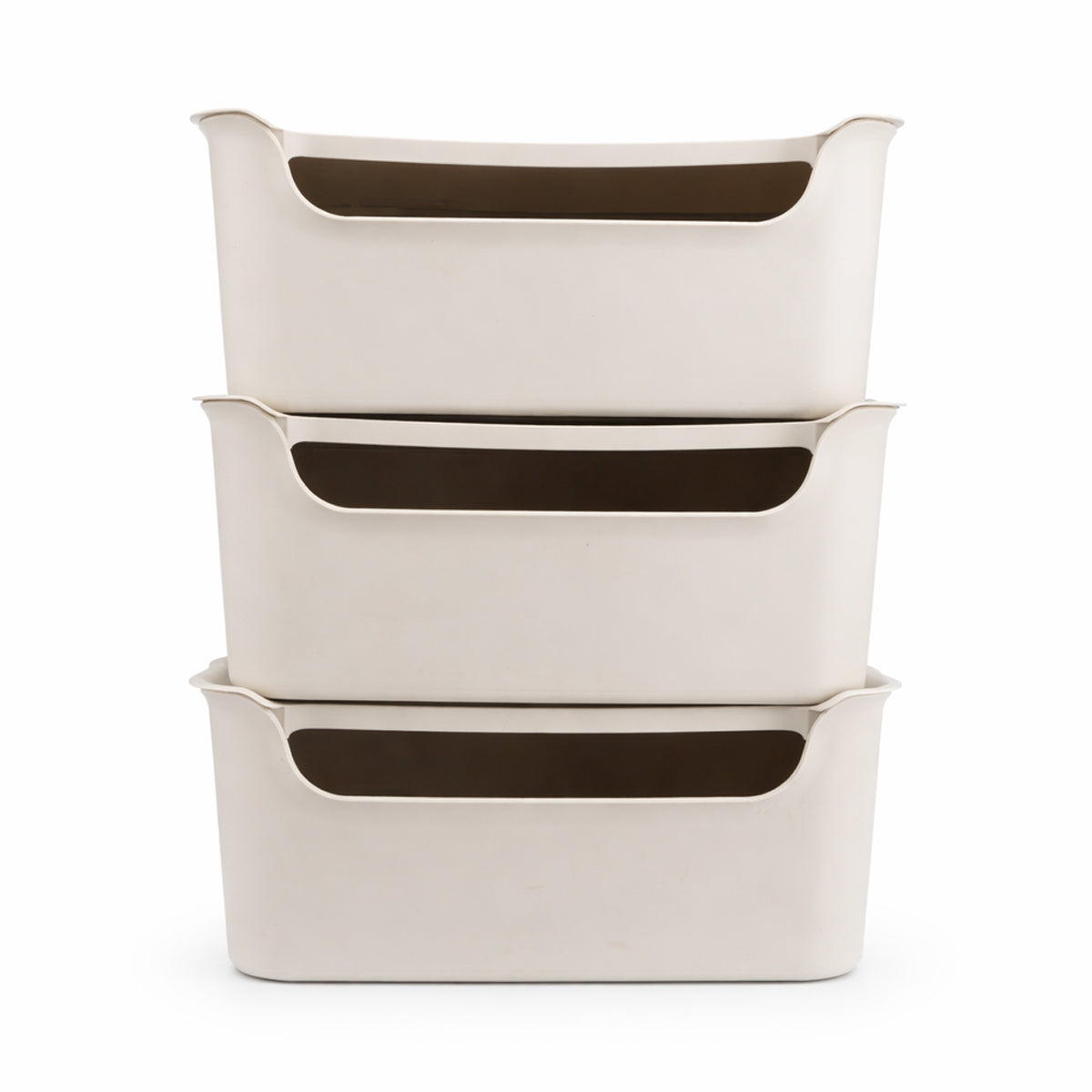 Stash Stackable Lidded Plastic Storage Bins (3 Pcs Set) - Grey