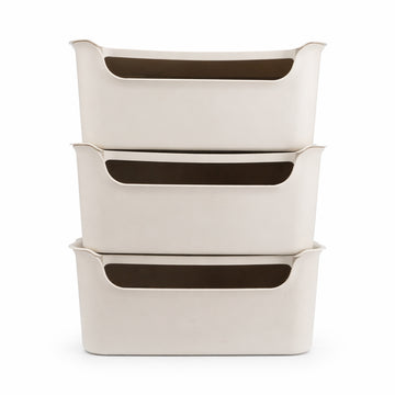 Stash Stackable Lidded Plastic Storage Bins (3 Pcs Set) - Grey