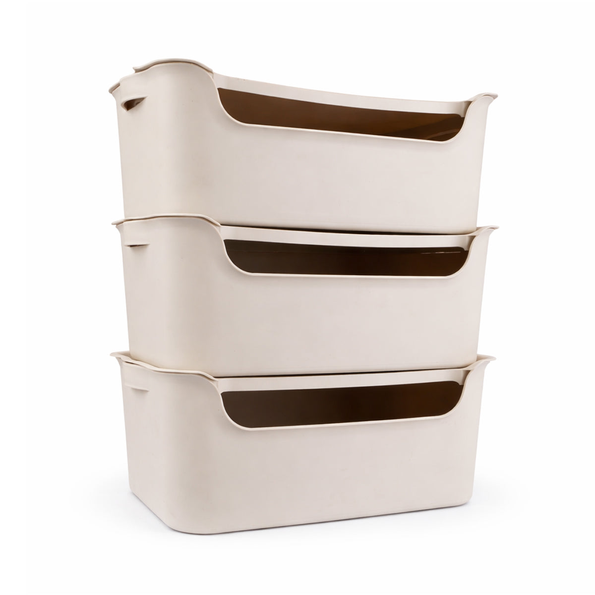 Stash Stackable Lidded Plastic Storage Bins (3 Pcs Set) - Grey