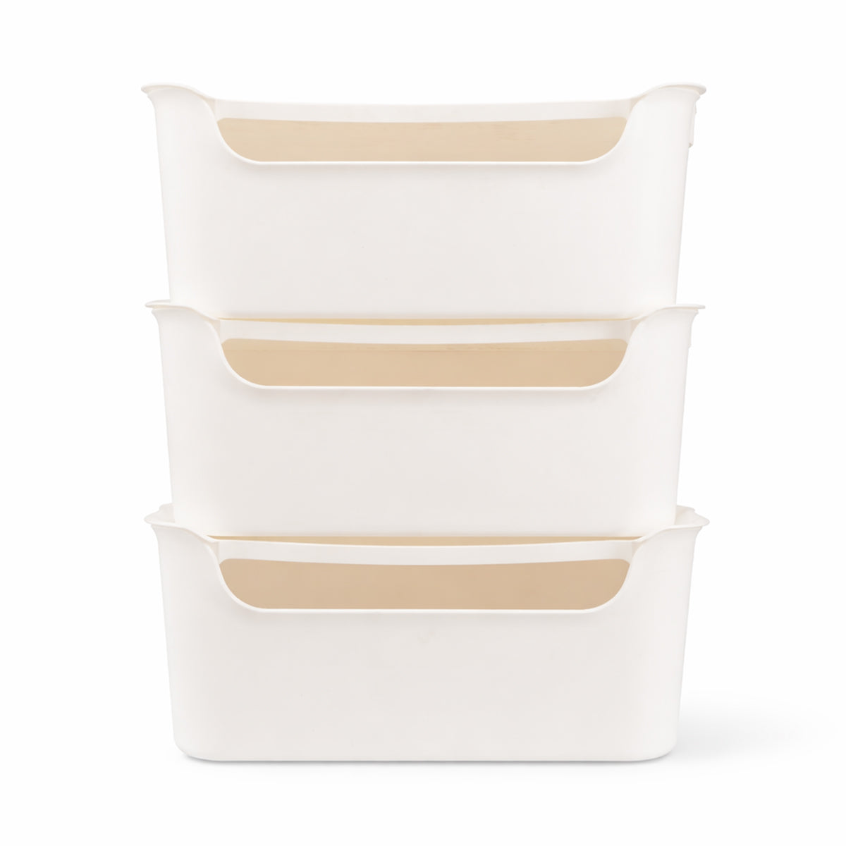 Stash Stackable Lidded Plastic Storage Bins (3 Pcs Set) - White