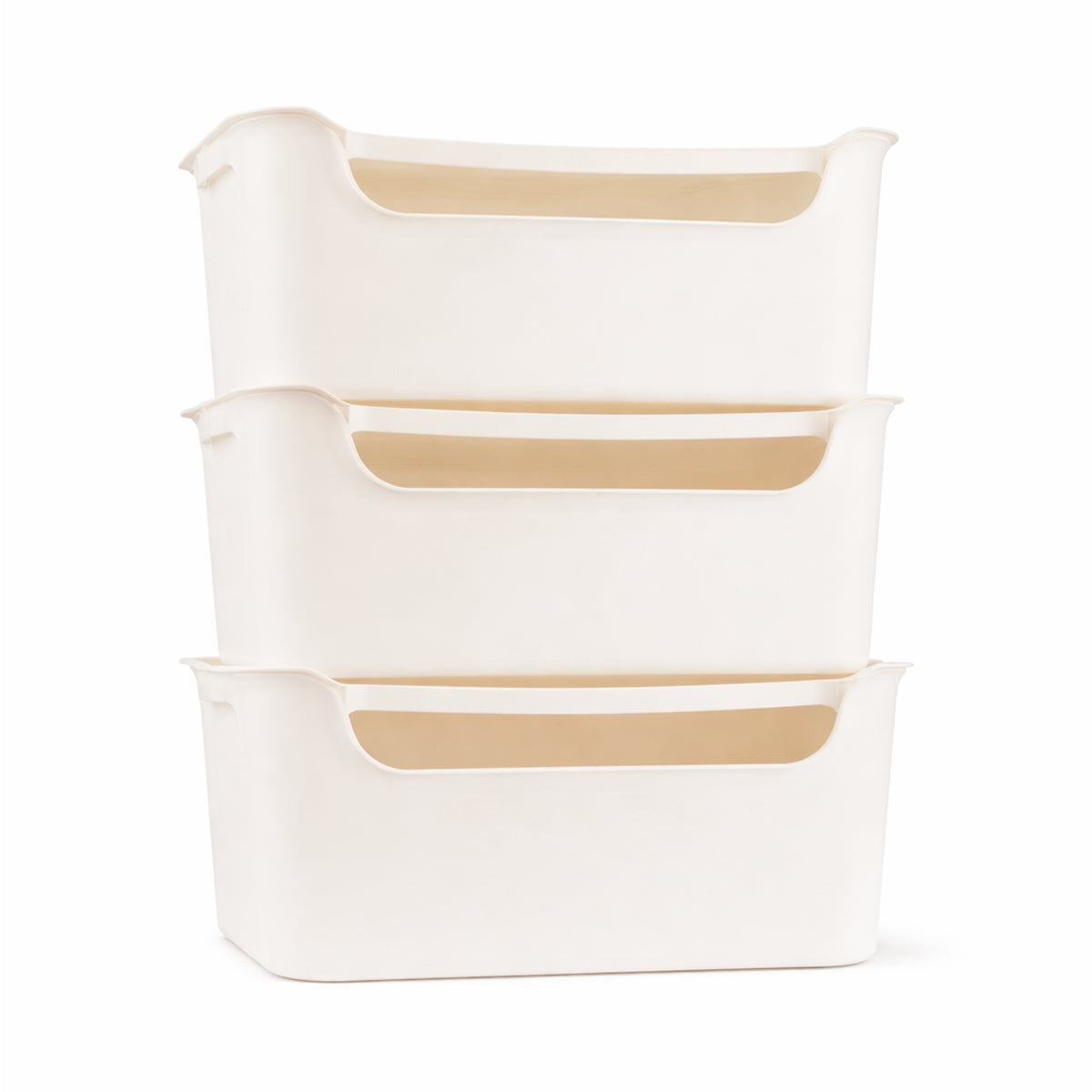 Stash Stackable Lidded Plastic Storage Bins (3 Pcs Set) - White