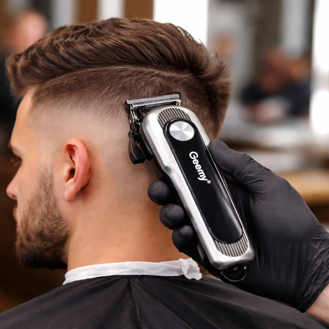 Geemy GM-6080 Professional Rechargeable Hair Clipper - Grey, 200 Min Runtime