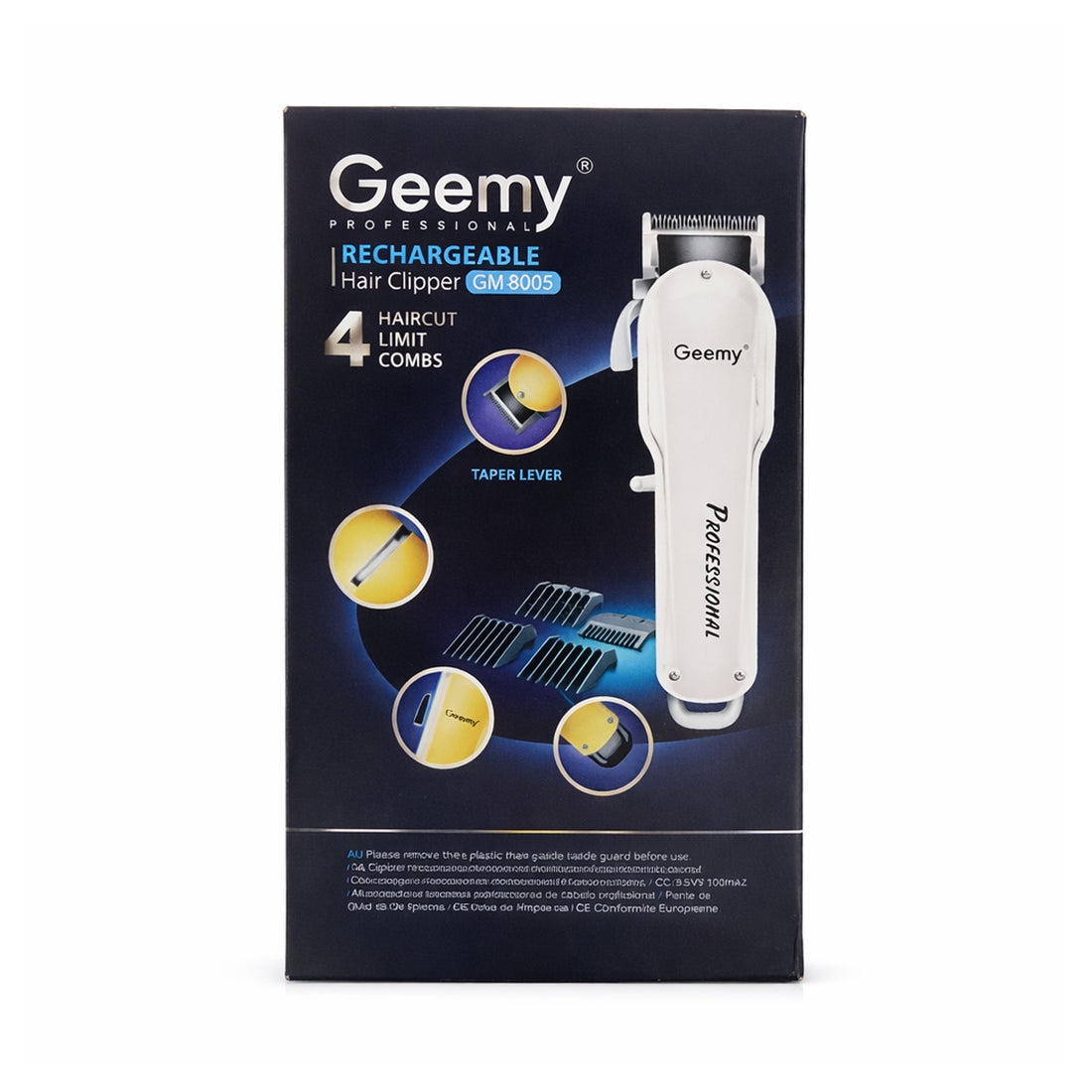 Geemy GM-6081 Professional Rechargeable Hair Clipper - Gold, 200 Min Runtime