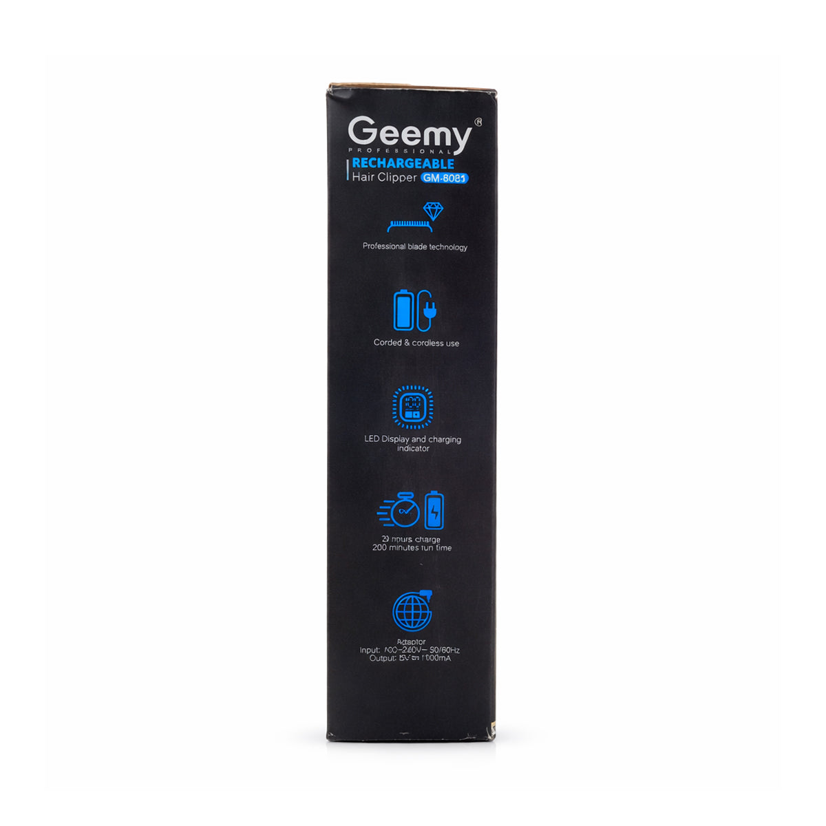 Geemy GM-6081 Professional Rechargeable Hair Clipper - Gold, 200 Min Runtime