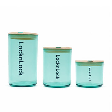 Lock & Lock Nature Round Airtight Container 3pcs Set – 500mL, 700mL, 1.1L | Transparent Green | The Writershub