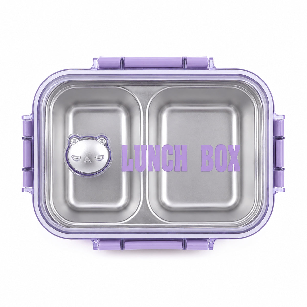 The Writershub 2-Compartment Purple Lunch Box with Leak-Proof Lid – 304 Stainless Steel | School, Office, Travel