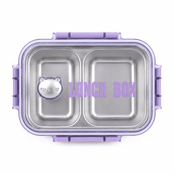 The Writershub 2-Compartment Purple Lunch Box with Leak-Proof Lid – 304 Stainless Steel | School, Office, Travel