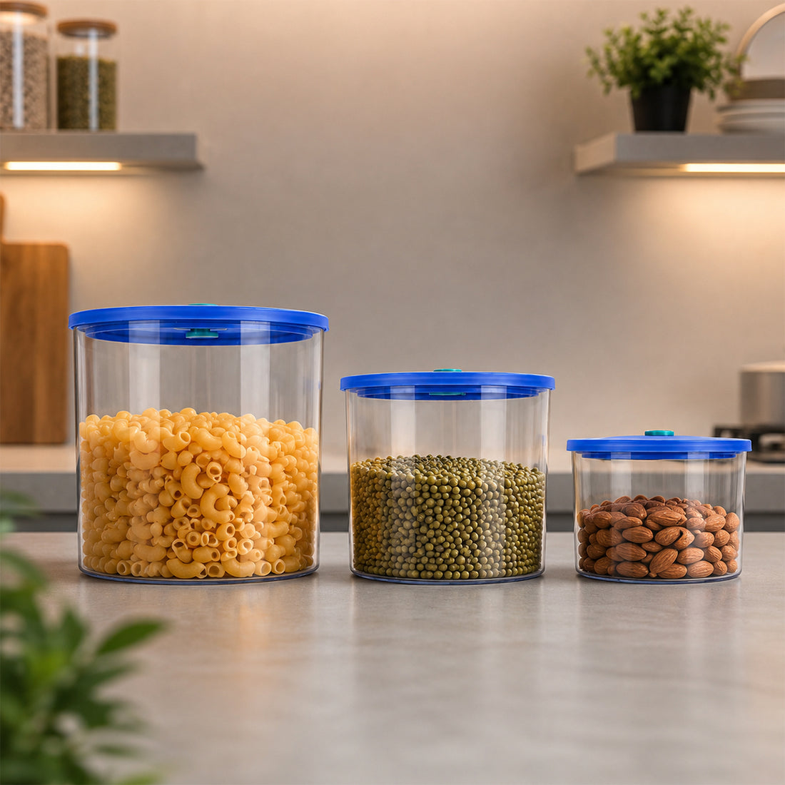 One Click Sealing Storage Container Set – 3 Pieces (Small, Medium, Large)