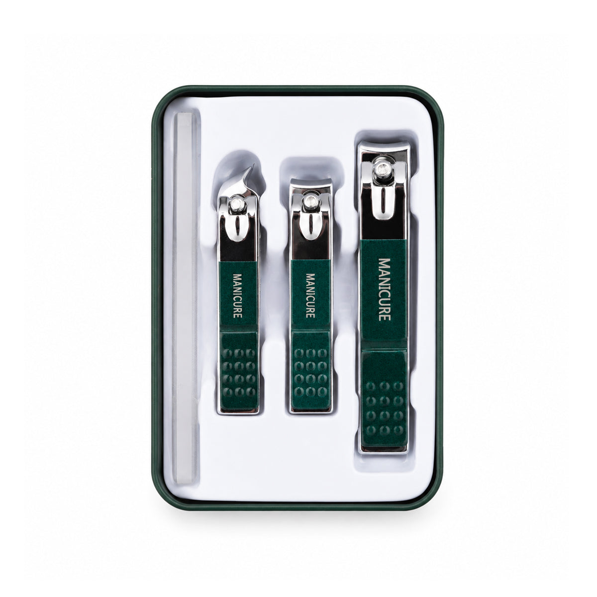 4-in-1 Premium Stainless Steel Nail Clipper Manicure Set – Forest Green Travel Kit