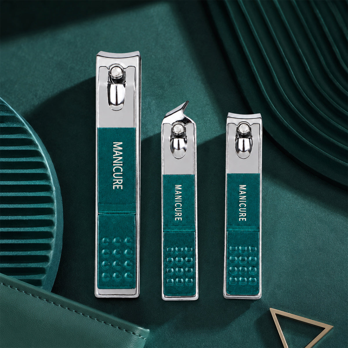 4-in-1 Premium Stainless Steel Nail Clipper Manicure Set – Forest Green Travel Kit