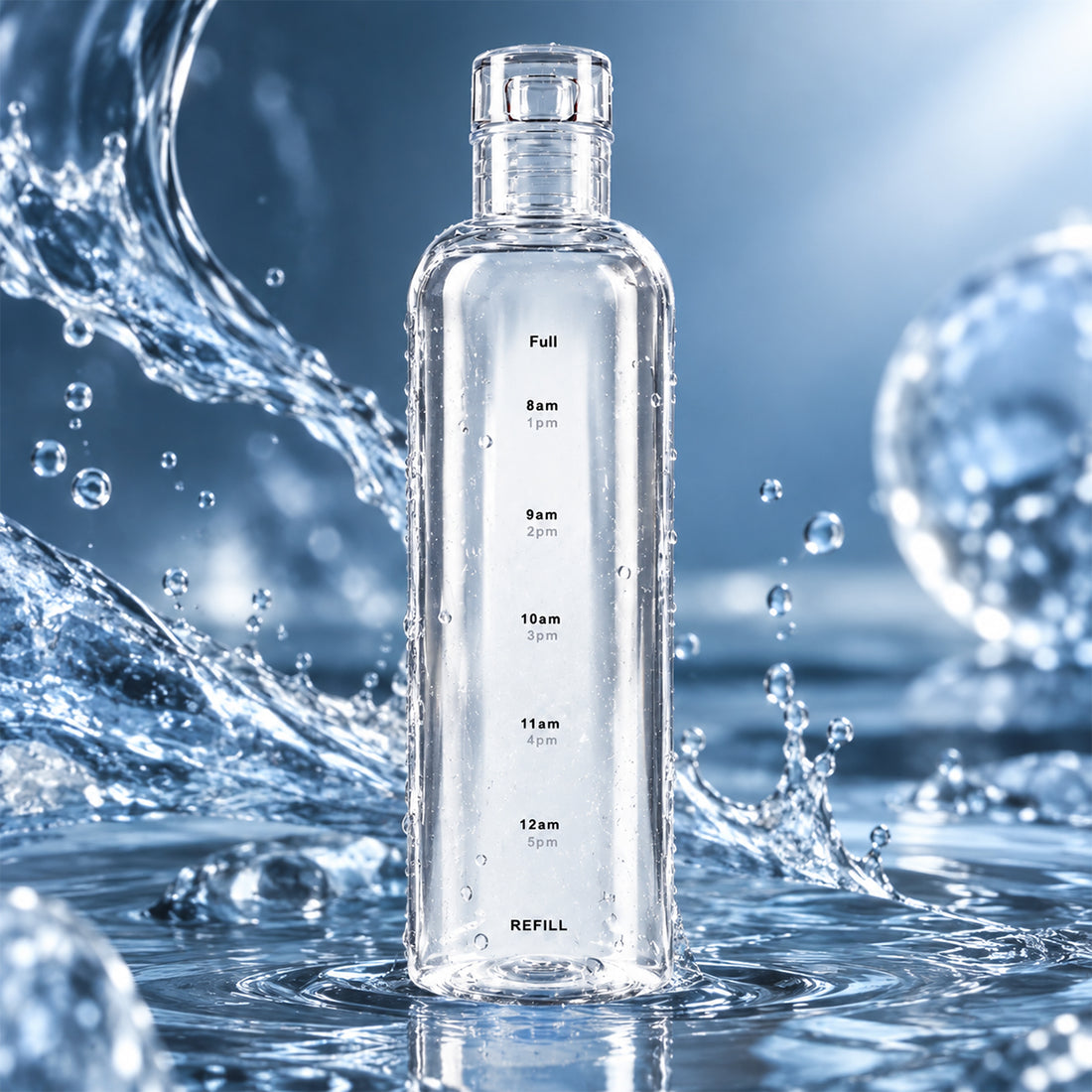 500ml Borosilicate plastic Water Bottle with Hourly Time Markers | The Writershub