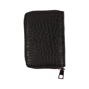 Stylish Black Printed Leather Card Holder – Crocodile Grain Design