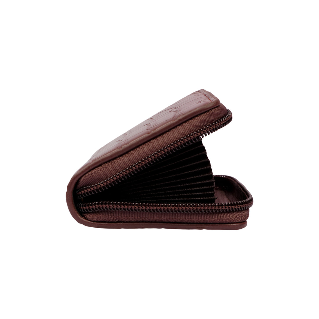 The Writershub Stylish Deep Coffee Brown Crocodile Grain Leather Card Holder