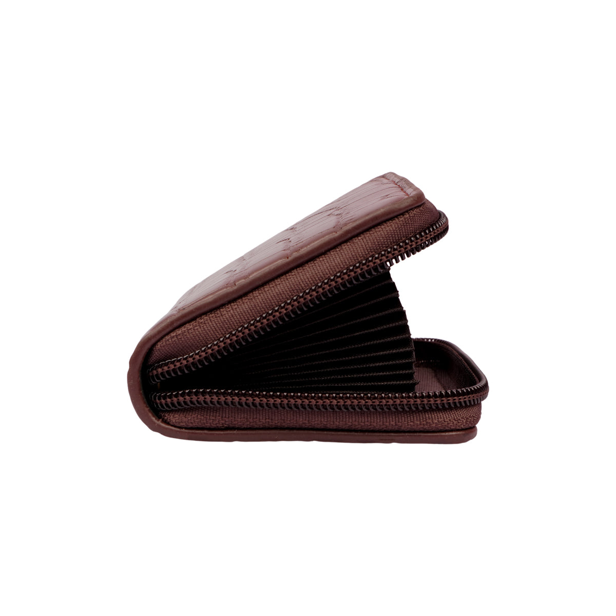 The Writershub Stylish Deep Coffee Brown Crocodile Grain Leather Card Holder