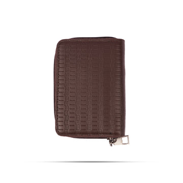 The Writershub Premium Deep Brown Textured Zip-Around Leather Wallet