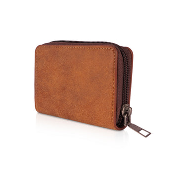 The Writershub Stylish Light Coffee Brown Printed Leather Card Holder