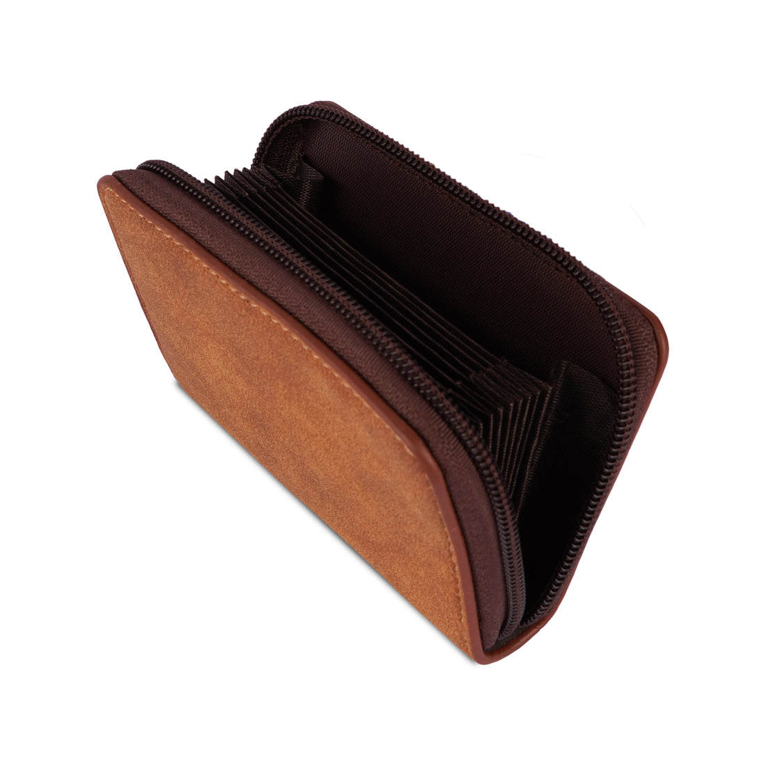 The Writershub Stylish Light Coffee Brown Printed Leather Card Holder