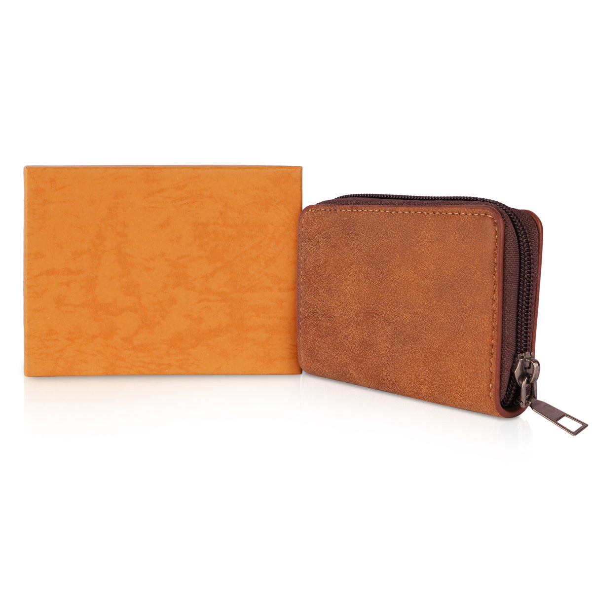 The Writershub Stylish Light Coffee Brown Printed Leather Card Holder