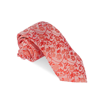 The Writershub Luxury Coral Pink Floral Necktie – Satin Finish