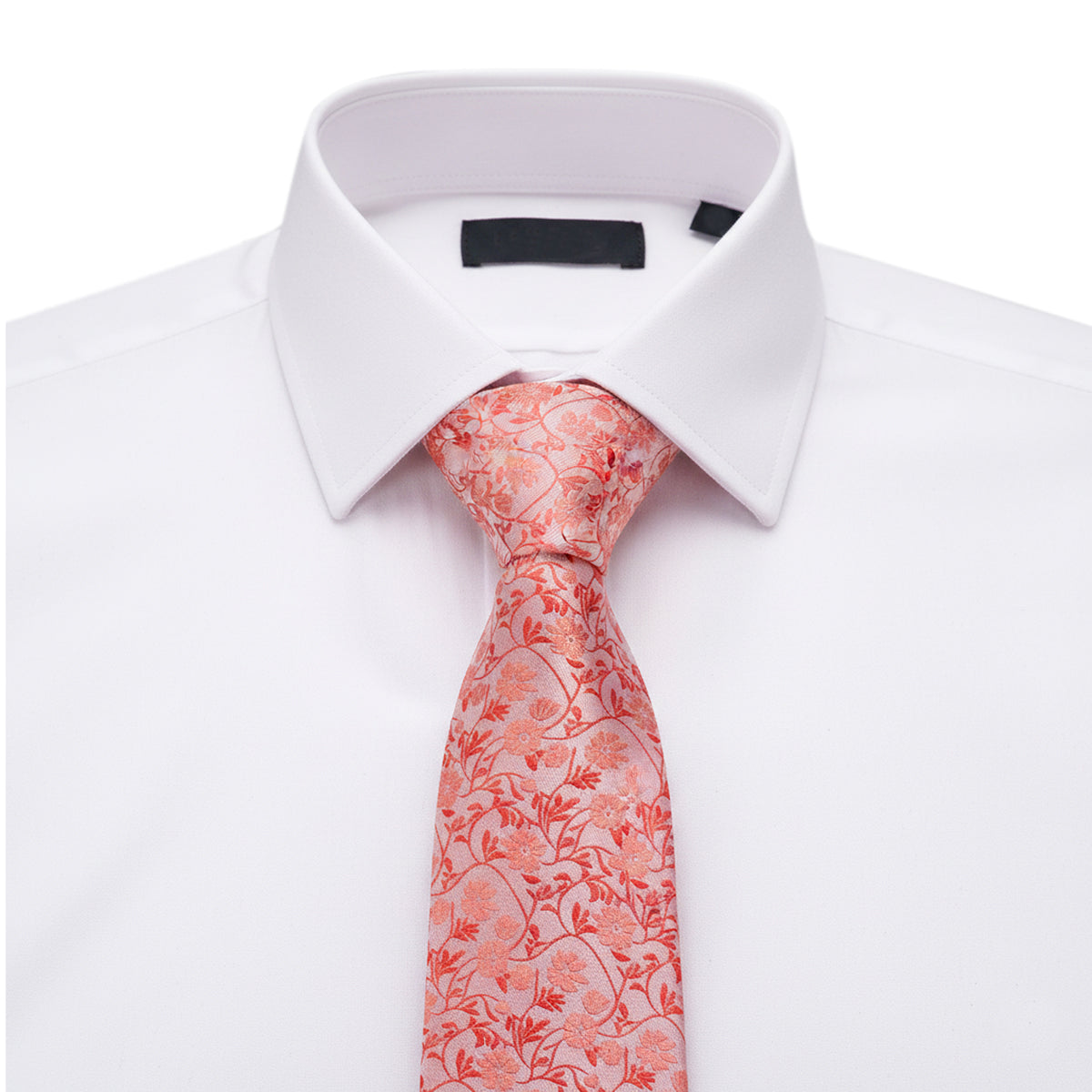 The Writershub Luxury Coral Pink Floral Necktie – Satin Finish