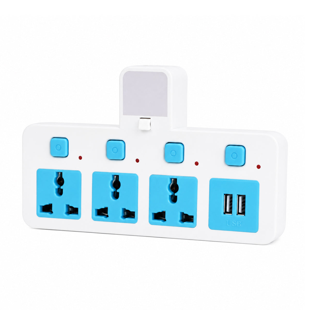 MS363 Multi-Plug Extension Board – 3 Universal Sockets + 2 USB Ports with Individual Switches by The Writershub