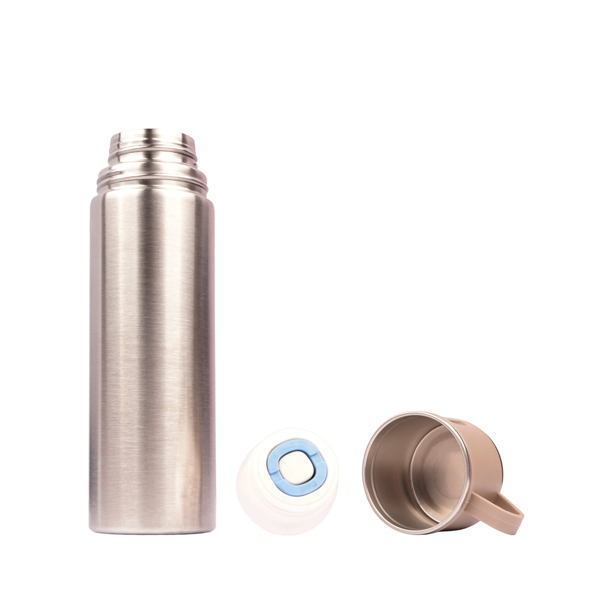 The Writershub Beige Vacuum Flask with 3 Mug Set Combo – 500 ml Stainless Steel