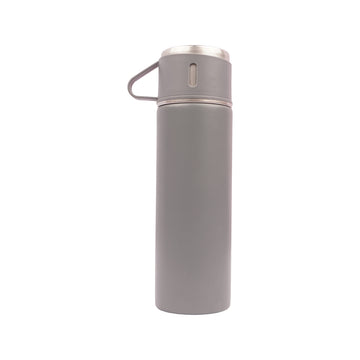 The Writershub Grey Premium Vacuum Flask with 3 Mug Set – 500 ml