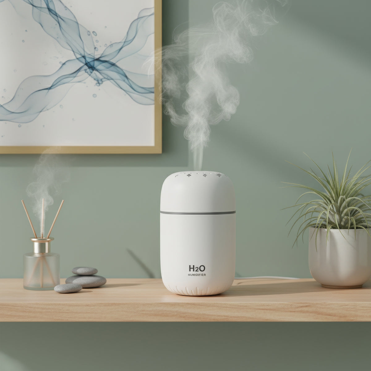 The Writershub White Portable Air Humidifier – 300ml Cool Mist Diffuser