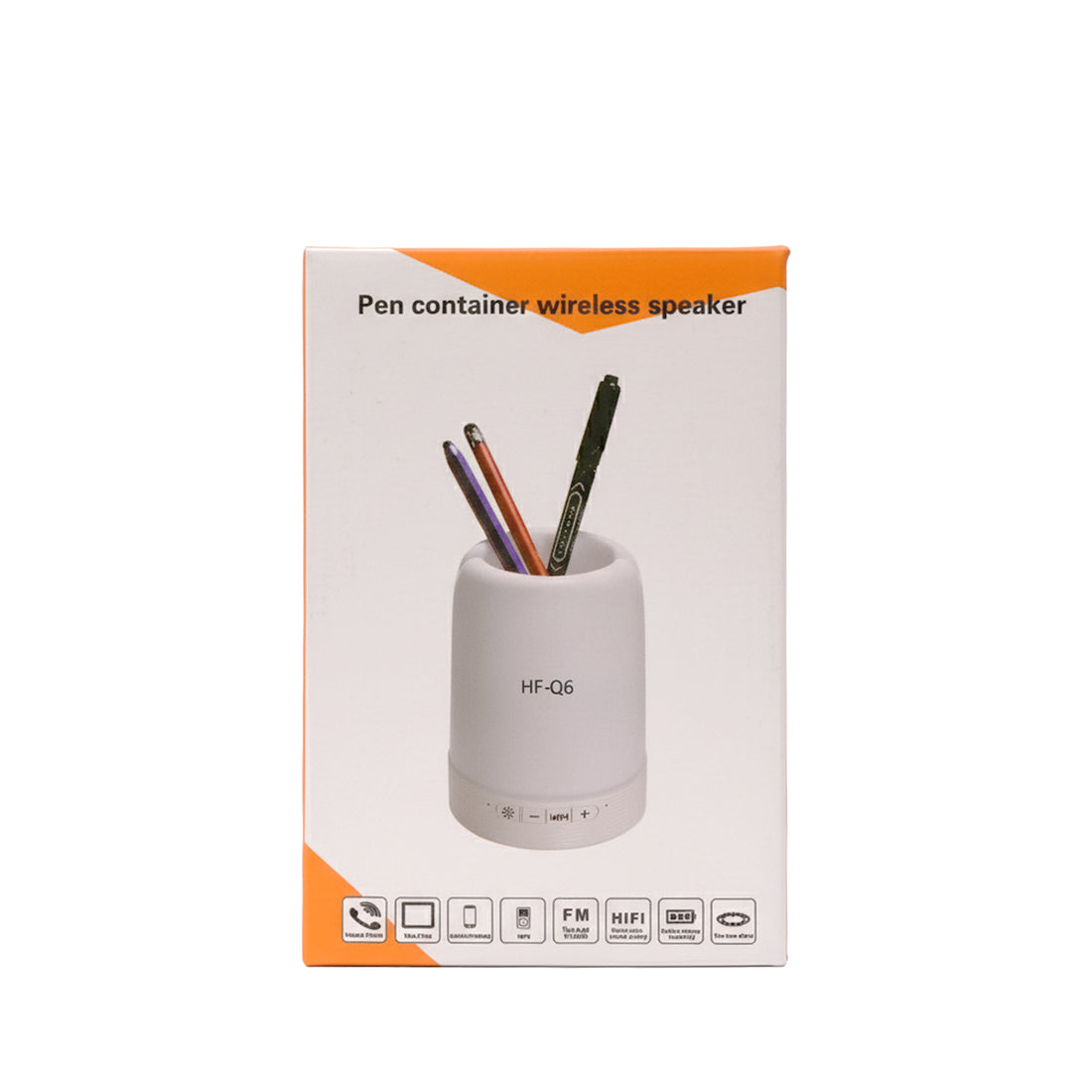 HF Q6S Multifunctional Wireless Speaker with FM, USB & Mobile Stand – White