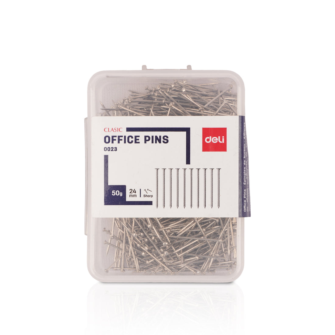 Deli 0023 Metallic Silver Office Pins