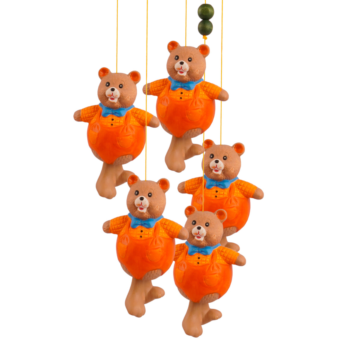 The Writershub Cute Teddy Ceramic Wind Chime – 81 cm Hanging Décor