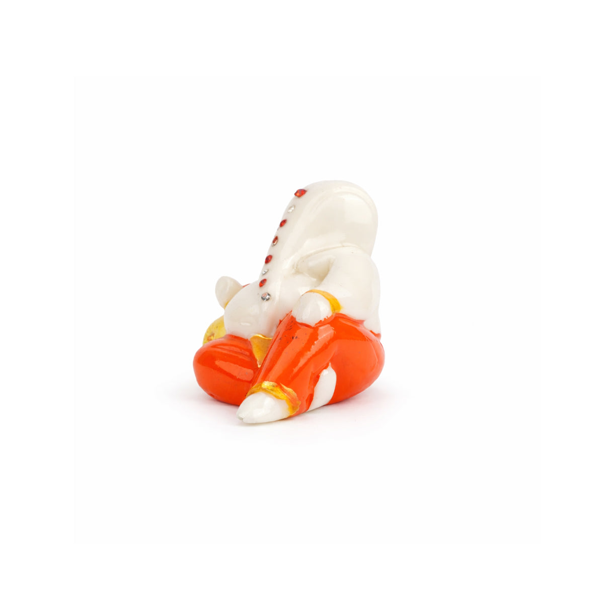 The Writershub White Ganesha Reclining Idol - Resin Showpiece with Crystals, 5cm