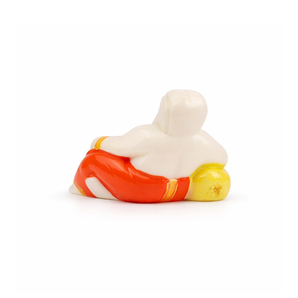 The Writershub White Ganesha Reclining Idol - Resin Showpiece with Crystals, 5cm