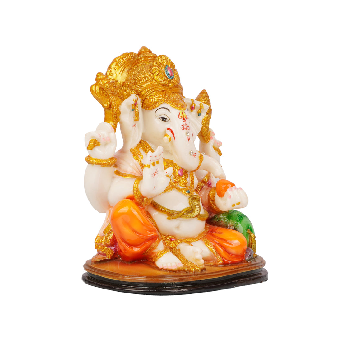 Multicolour Ganesha Idol — Sitting Pose with Modak, Resin Showpiece