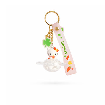 The Writershub Cute Kitty Keychain with Wrist Strap (White)