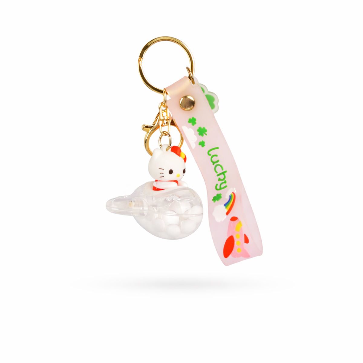 The Writershub Cute Kitty Keychain with Wrist Strap (White)