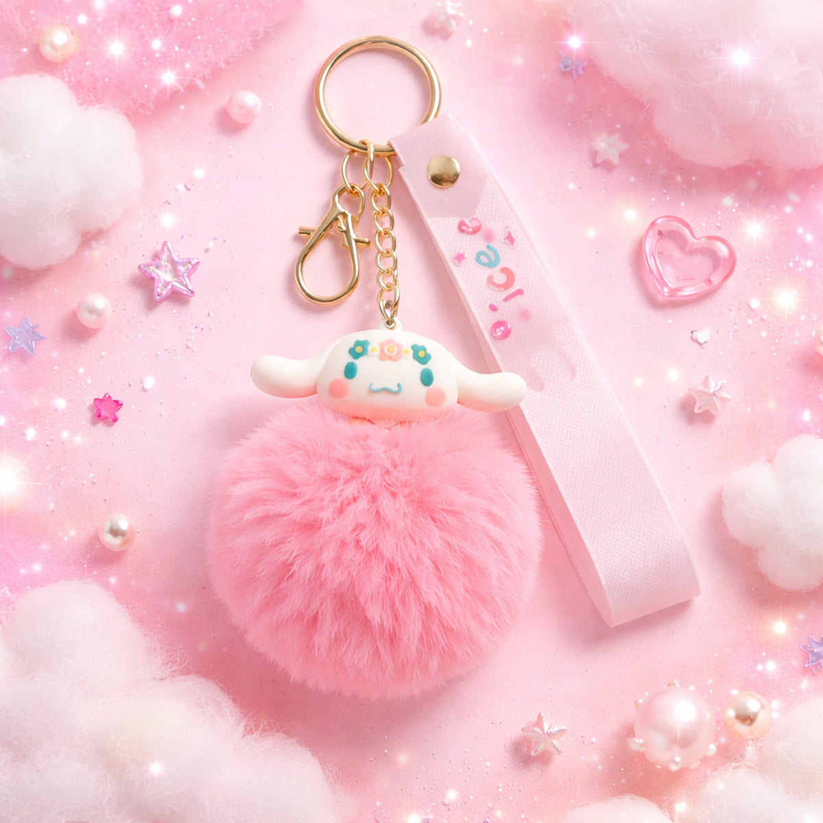 The Writershub Pink Cinnamoroll Plush Pom-Pom Keychain (23cm)