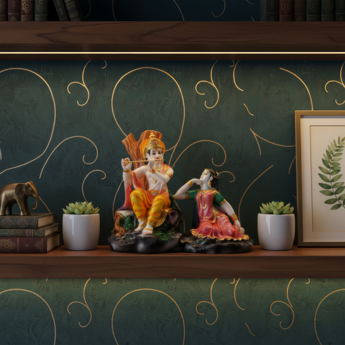 The Writershub Multicolour Radha Krishna Resin Idol Showpiece - 14cm