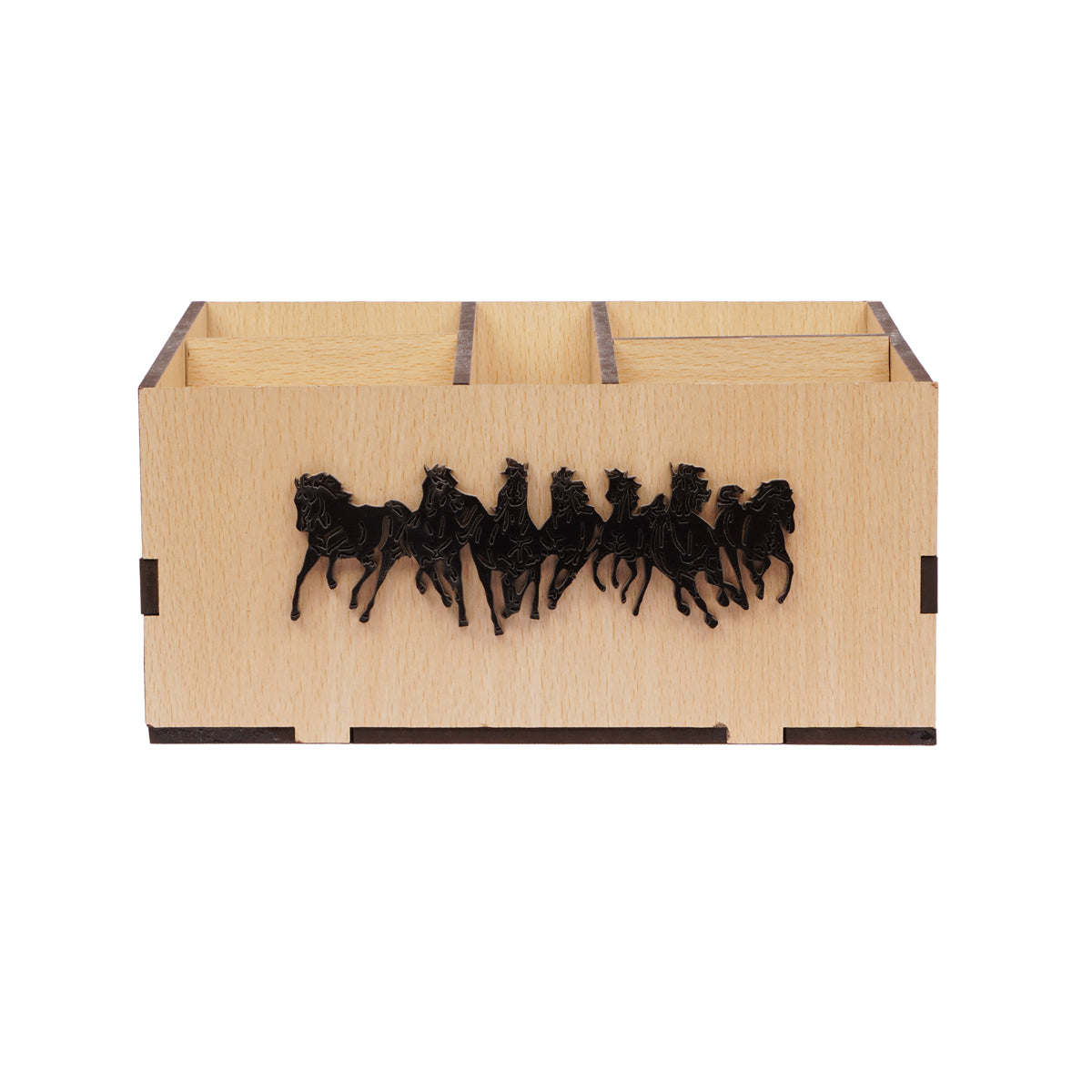 Wooden Organizer Box with Horse Design – Pen, Mobile & Desk Holder