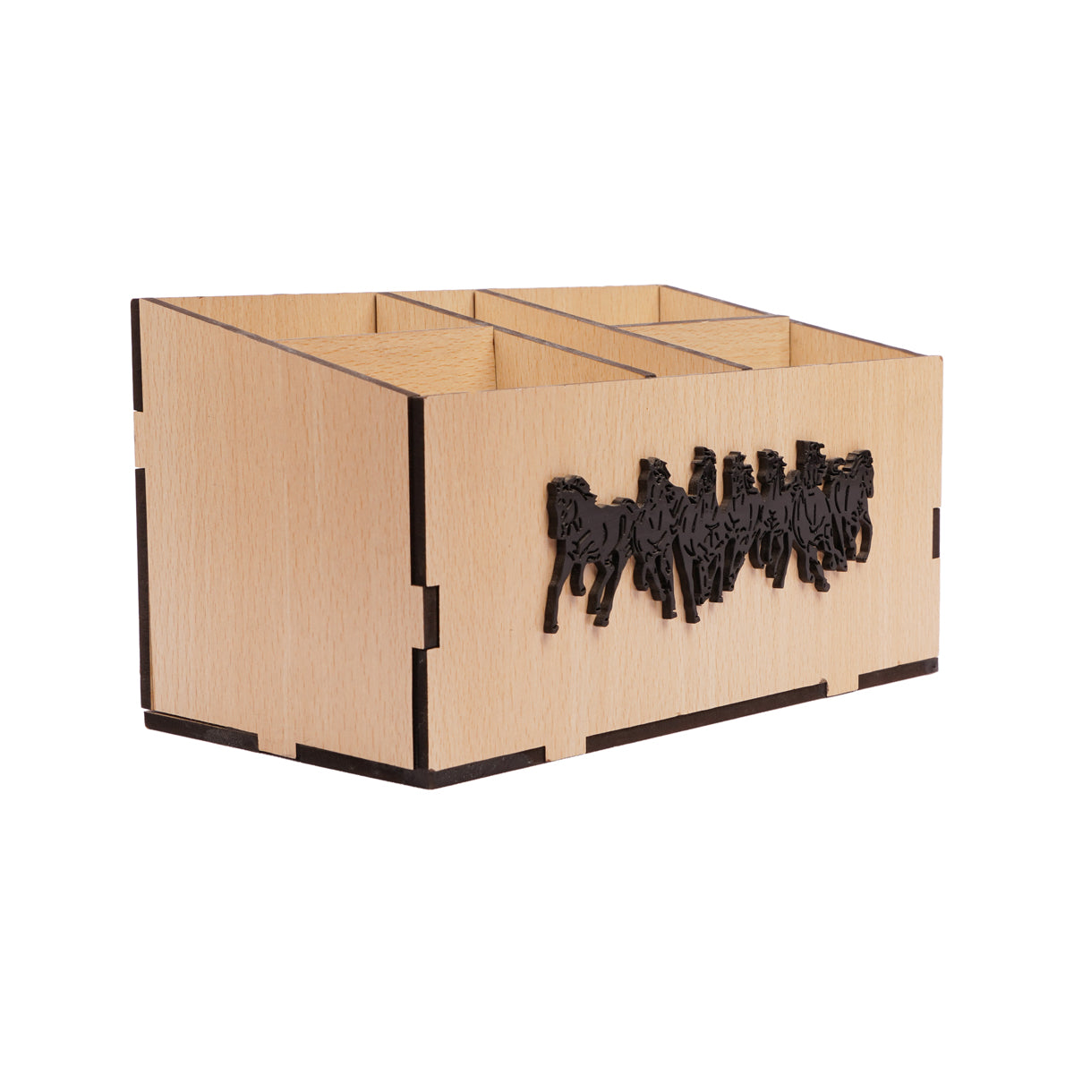 Wooden Organizer Box with Horse Design – Pen, Mobile & Desk Holder