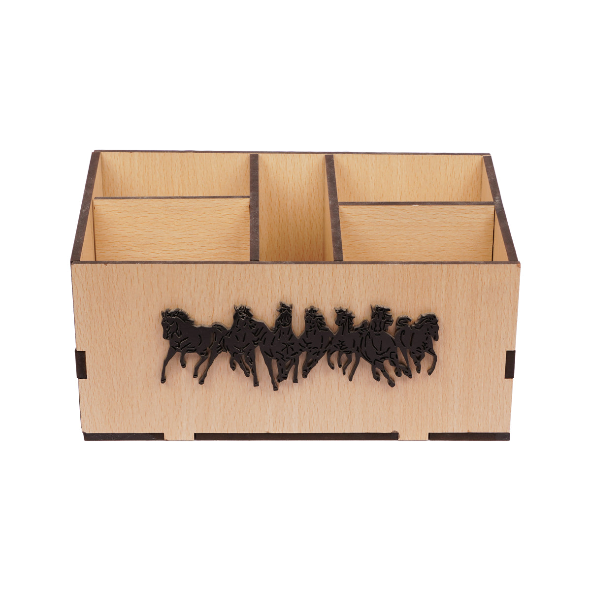 Wooden Organizer Box with Horse Design – Pen, Mobile & Desk Holder