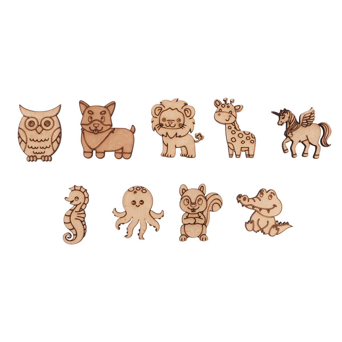 Unfinished Wooden Animal Cutouts Set – MDF DIY Craft Shapes for Kids