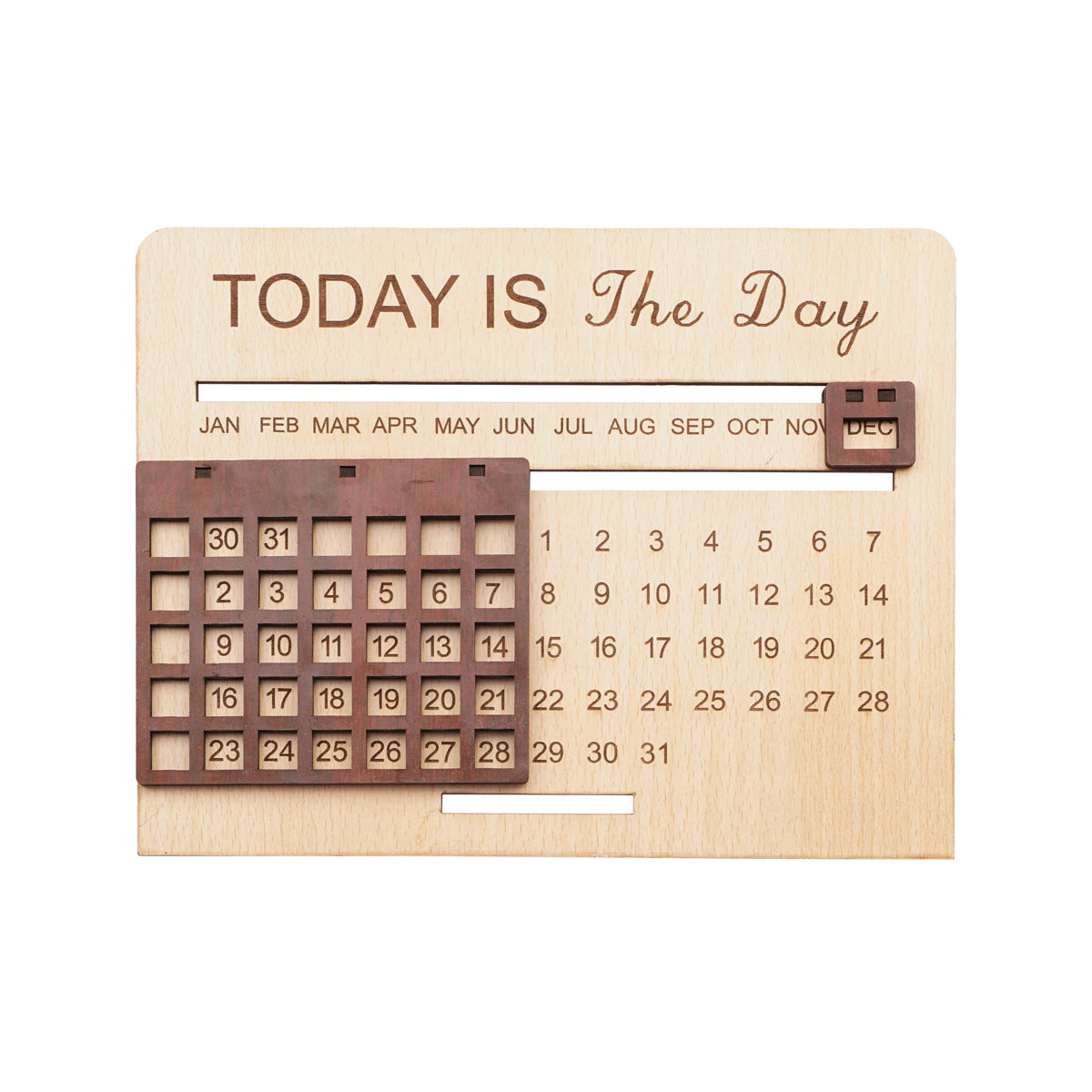 Today Is The Day Wooden Perpetual Calendar – Reusable MDF Desk Décor