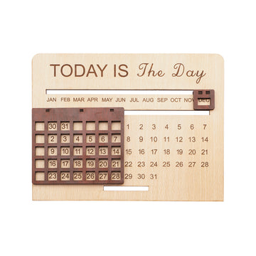 Today Is The Day Wooden Perpetual Calendar – Reusable MDF Desk Décor