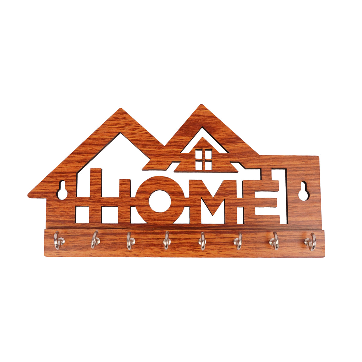 Wooden HOME Wall Key Holder with 8 Hooks - The Writershub MDF Décor