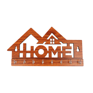 Wooden HOME Wall Key Holder with 8 Hooks - The Writershub MDF Décor