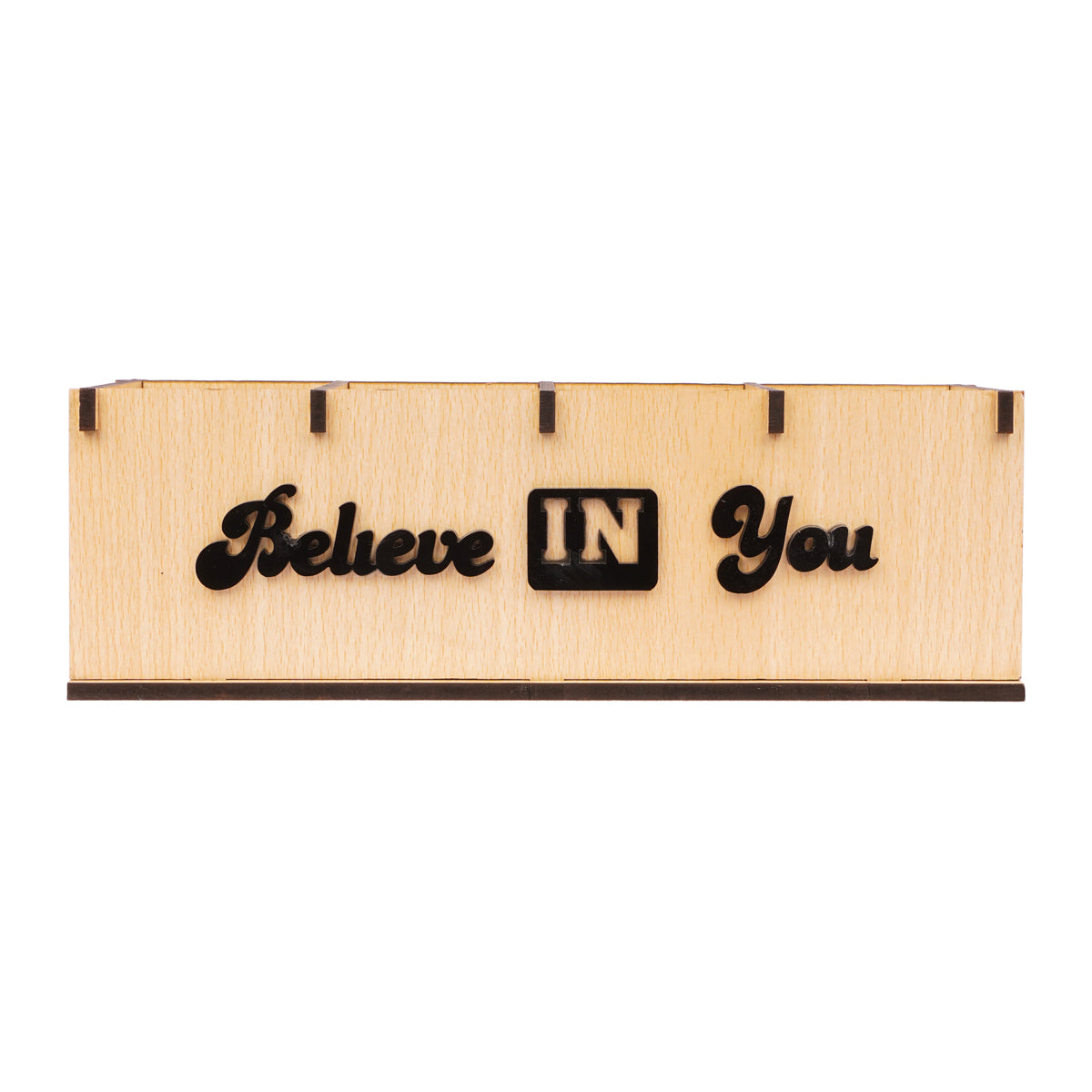 Believe In You Wooden Desk Organizer - The Writershub MDF Motivational Décor