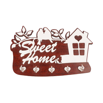 The Writershub Sweet Home Wooden Key Holder with 5 Hooks