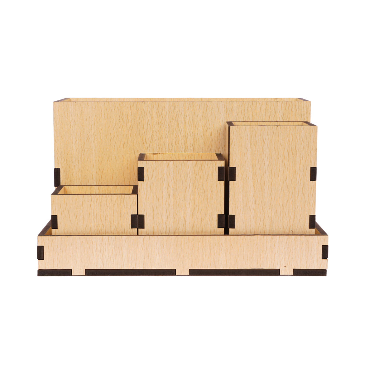 The Writershub Elegant Customizable MDF Pen Box – 4 Compartment Desk Organizer